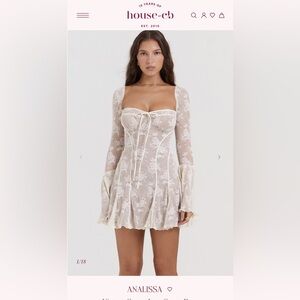 White lace over nude lining long sleeve S